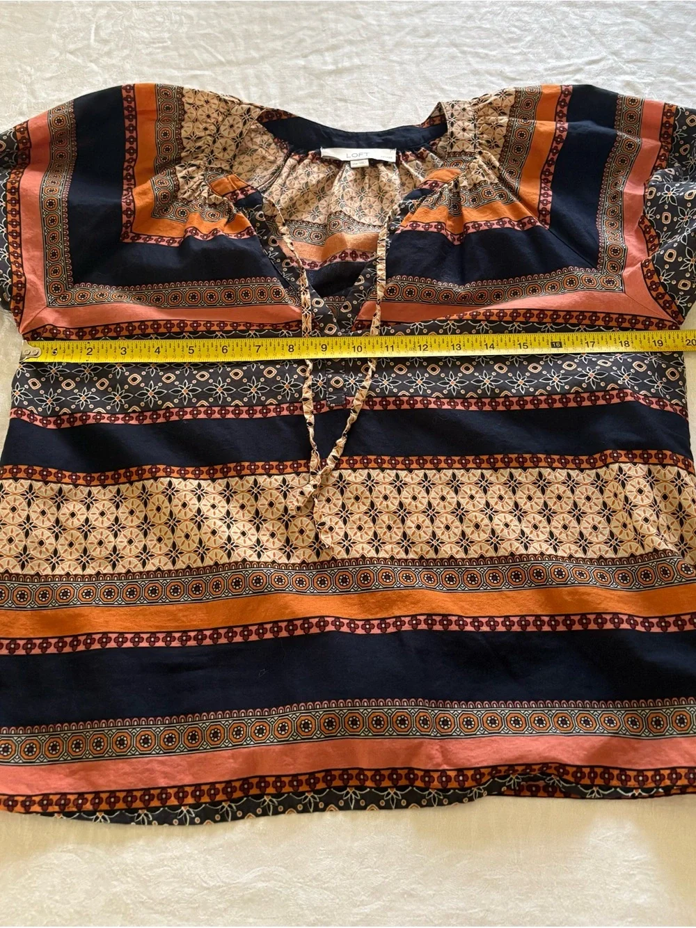 Loft Striped Pattern Blouse in Navy and Rust